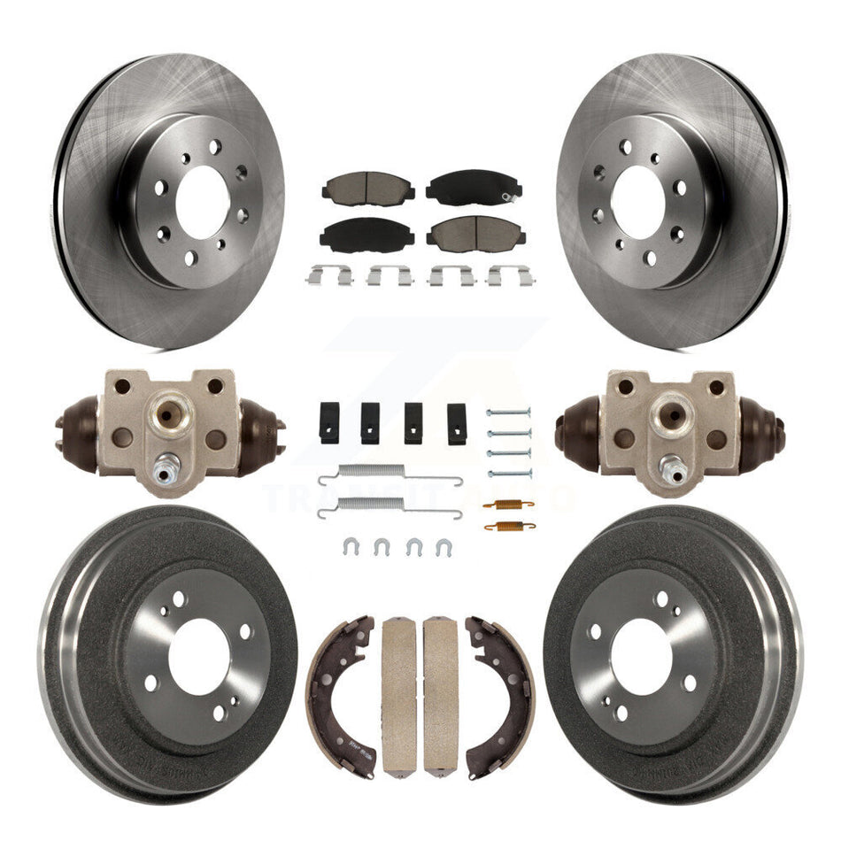 Front Rear Disc Brake Rotors Ceramic Pads And Drum Kit (9Pc) For Honda Civic K8C-102800