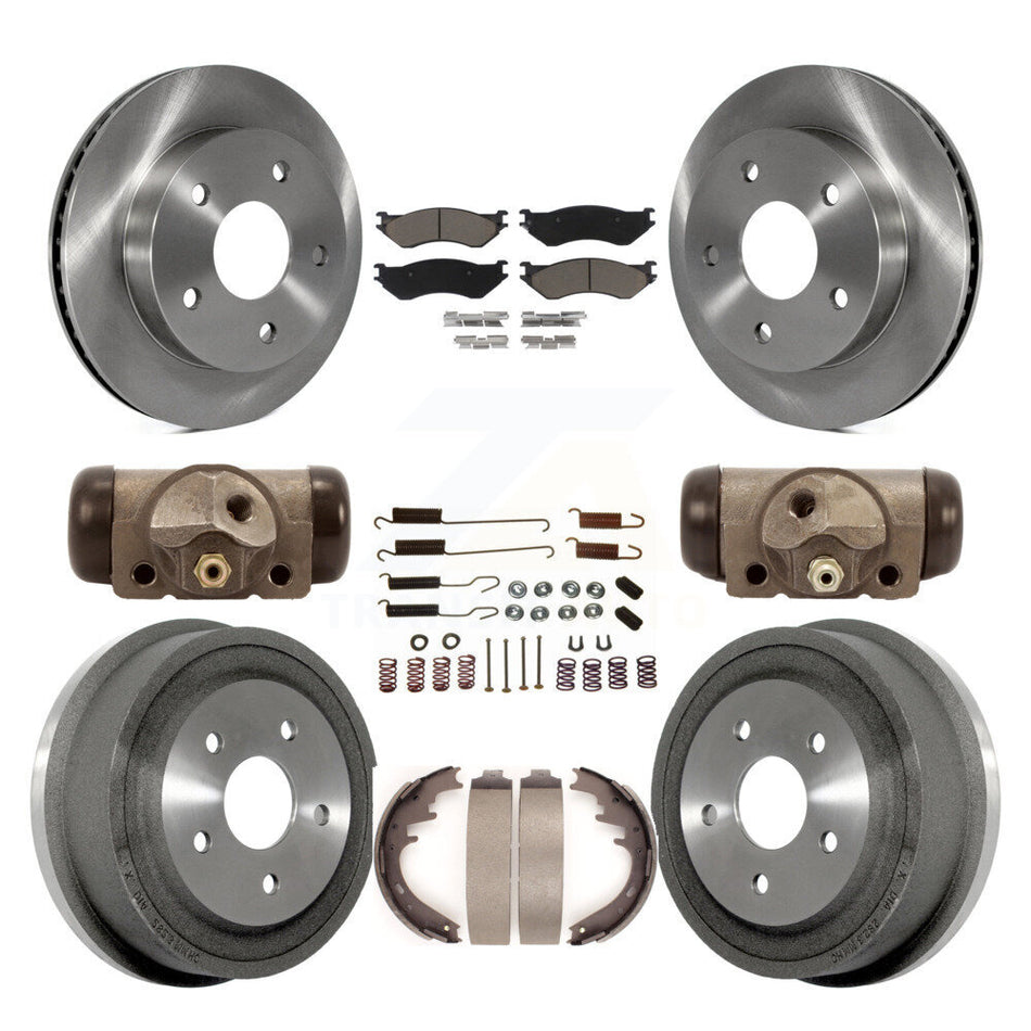 Front Rear Disc Brake Rotors Ceramic Pads And Drum Kit (9Pc) For 2000-2001 Dodge Ram 1500 RWD K8C-102829