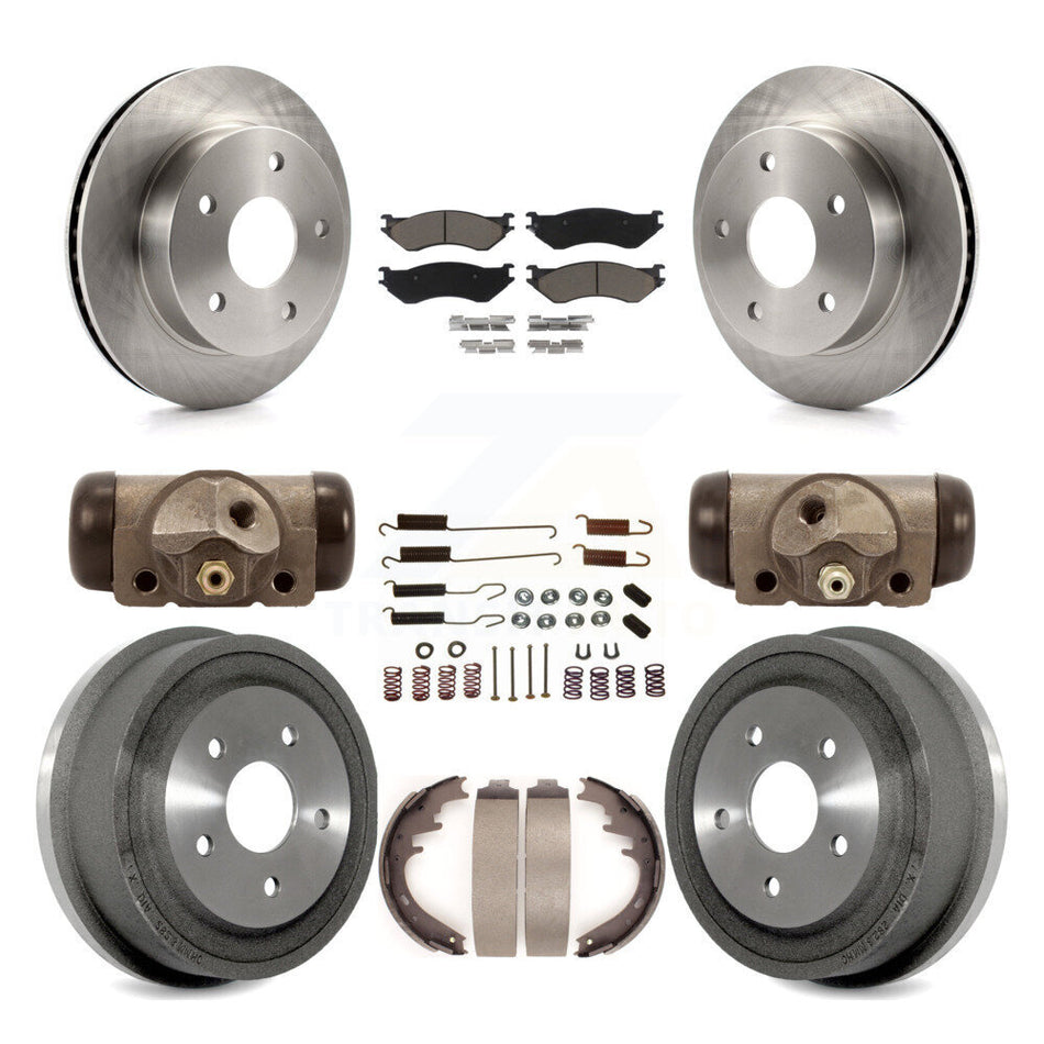 Front Rear Disc Brake Rotors Ceramic Pads And Drum Kit (9Pc) For 2000-2001 Dodge Ram 1500 4WD K8C-102830