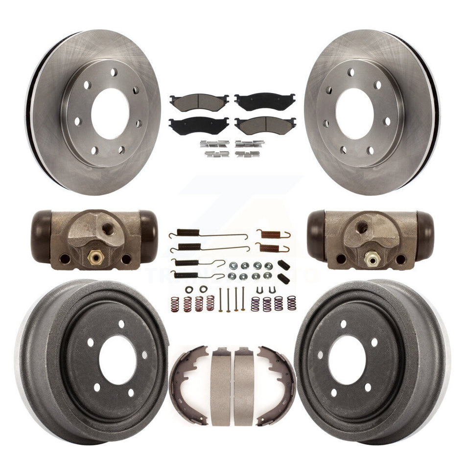 Front Rear Disc Brake Rotors Ceramic Pads And Drum Kit (9Pc) For 1999 Ford F-150 4WD With 7 Lug Wheels K8C-102831