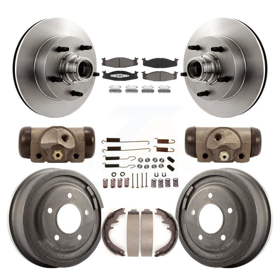 Front Rear Disc Brake Rotors Ceramic Pads And Drum Kit (9Pc) For Ford E-150 Econoline Club Wagon K8C-102842