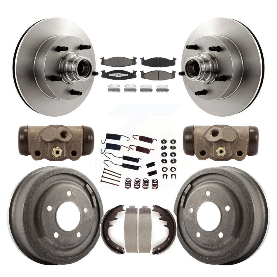 Front Rear Disc Brake Rotors Ceramic Pads And Drum Kit (9Pc) For Ford E-150 Econoline Club Wagon 15/16" Bore K8C-102844