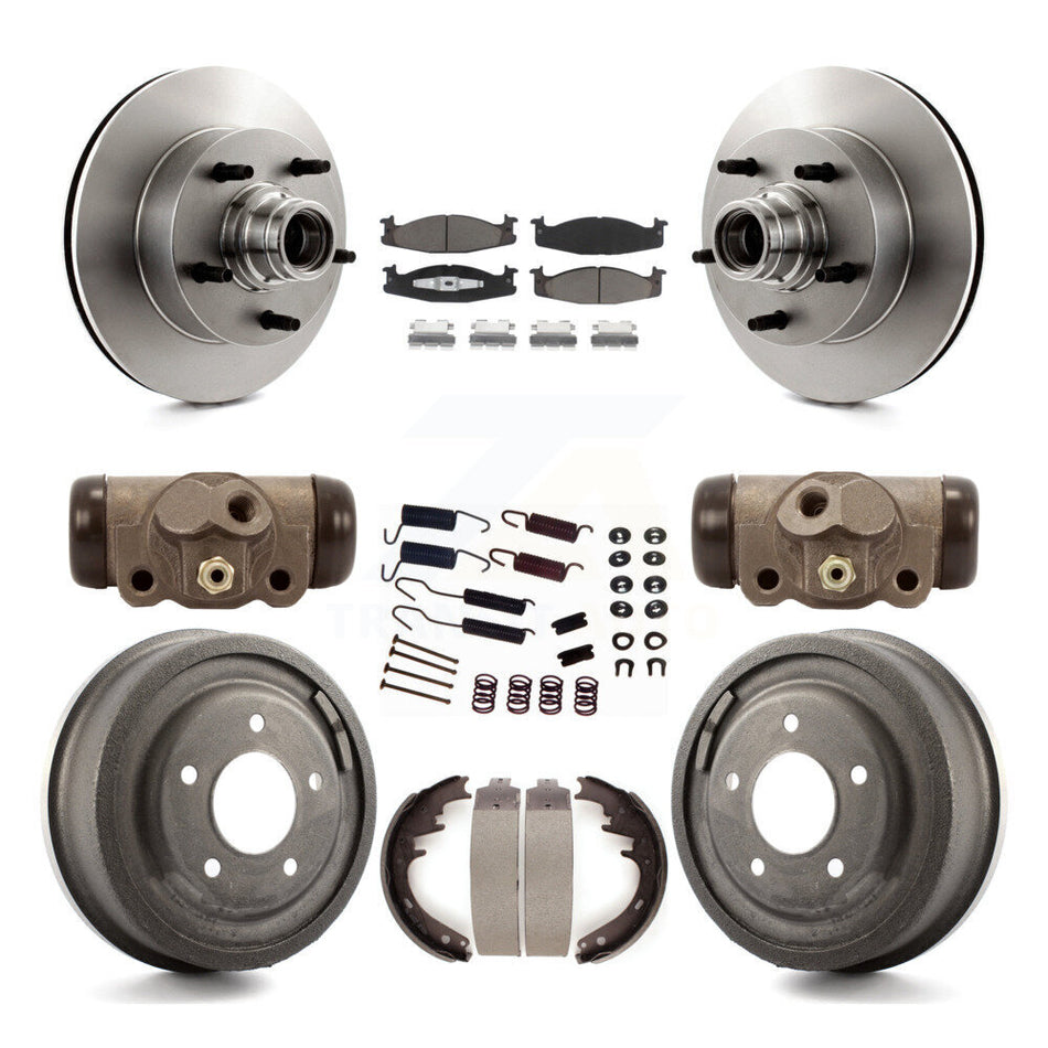 Front Rear Disc Brake Rotors Ceramic Pads And Drum Kit (9Pc) For Ford E-150 Econoline Club Wagon 15/16" Bore K8C-102844