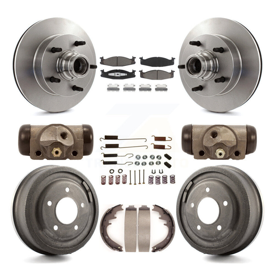 Front Rear Disc Brake Rotors Ceramic Pads And Drum Kit (9Pc) For Ford E-150 Econoline 2-Wheel ABS K8C-102846