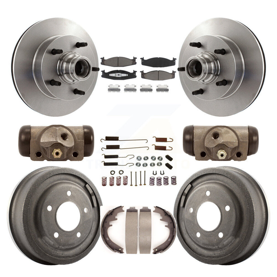 Front Rear Disc Brake Rotors Ceramic Pads And Drum Kit (9Pc) For Ford E-150 Econoline 2-Wheel ABS K8C-102846