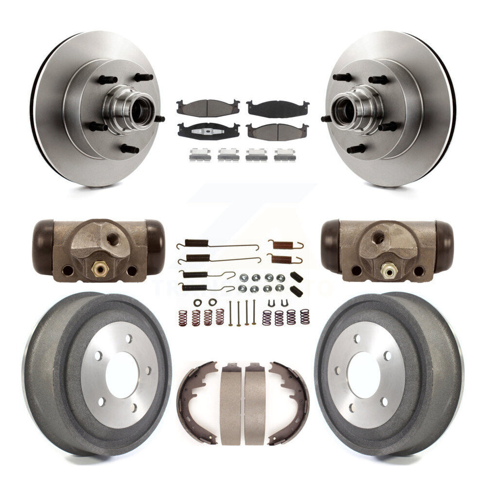 Front Rear Disc Brake Rotors Ceramic Pads And Drum Kit (9Pc) For Ford E-150 Econoline Club Wagon K8C-102847
