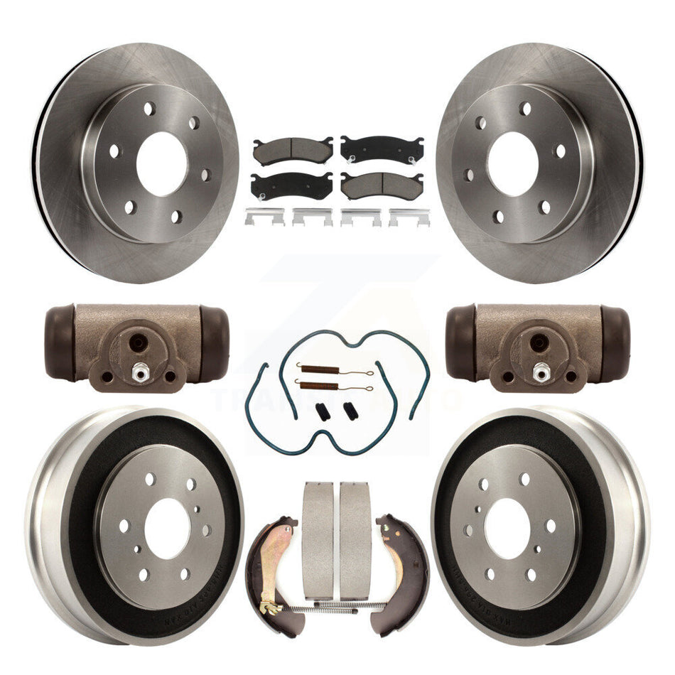 Front Rear Disc Brake Rotors Ceramic Pads And Drum Kit (9Pc) For Chevrolet Silverado 1500 GMC Sierra Classic With 7000 Lb GVW K8C-102861