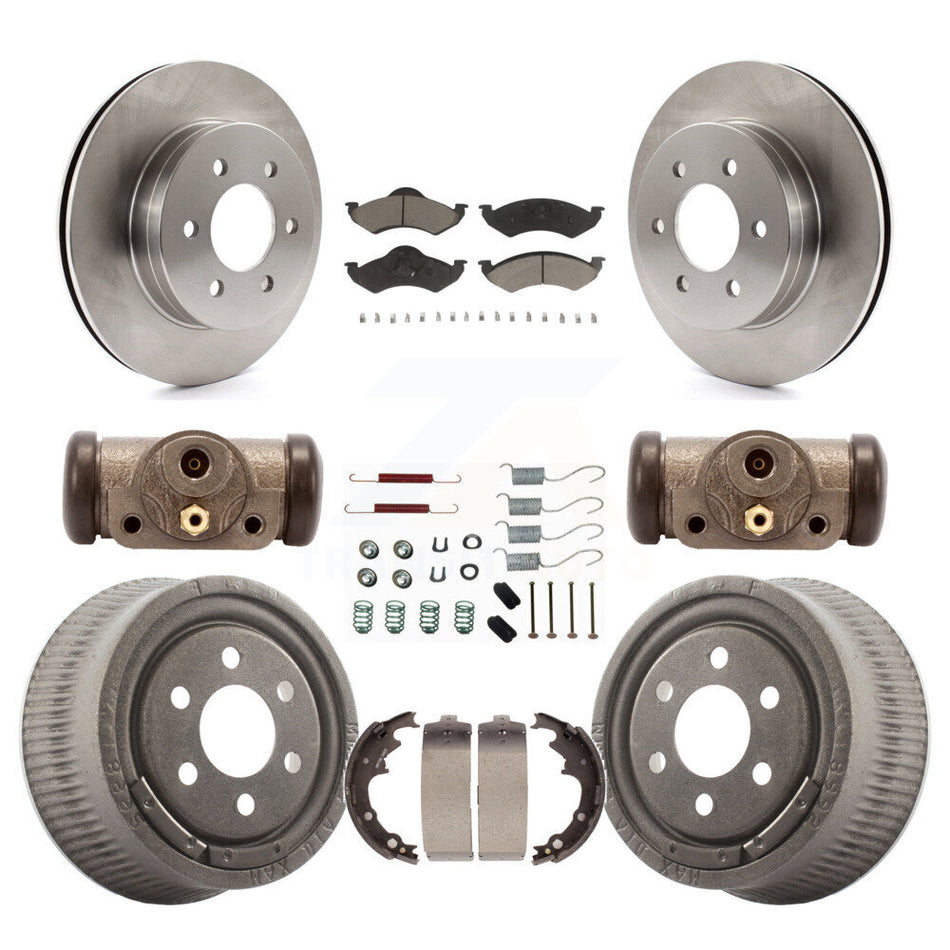 Front Rear Disc Brake Rotors Ceramic Pads And Drum Kit (9Pc) For 2000-2002 Dodge Dakota With 9" Diameter K8C-102867