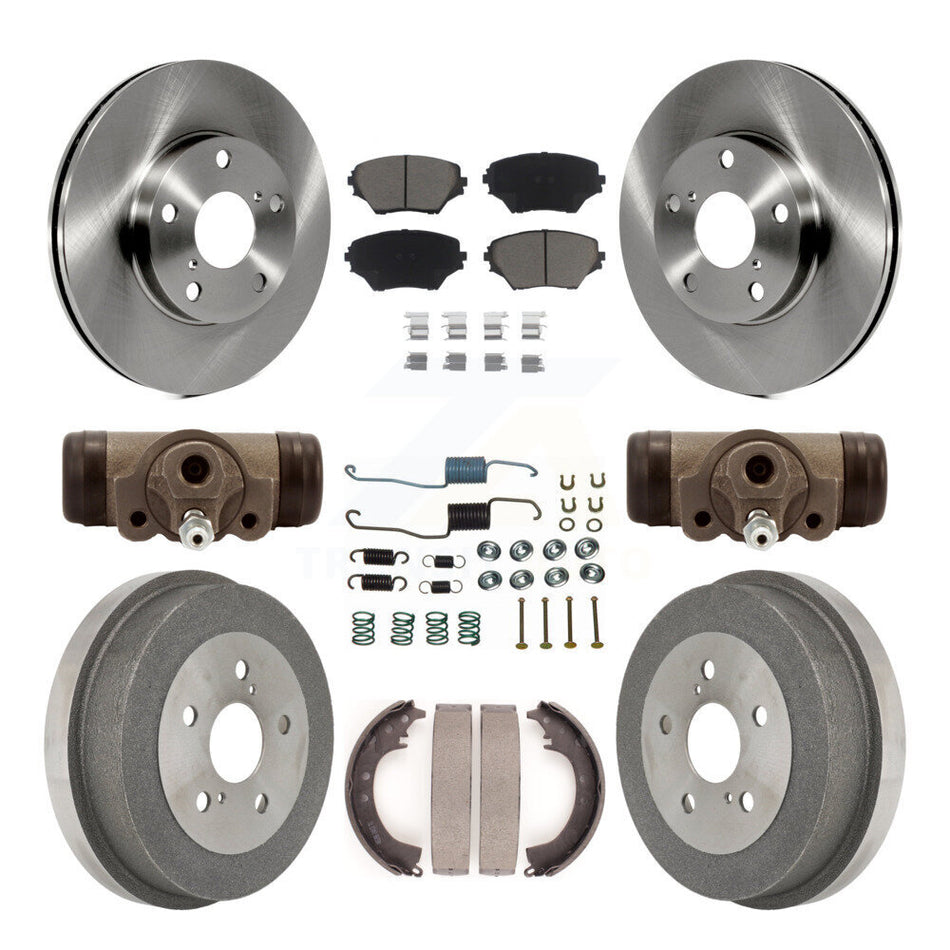 Front Rear Disc Brake Rotors Ceramic Pads And Drum Kit (9Pc) For 2002 Toyota RAV4 GAS engine K8C-102873