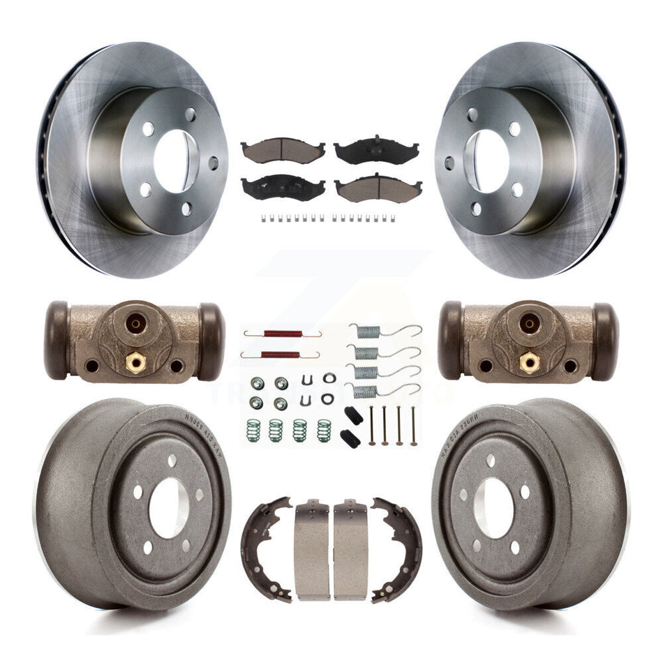 Front Rear Disc Brake Rotors Ceramic Pads And Drum Kit (9Pc) For Jeep Cherokee Wrangler With 9" Diameter K8C-102880