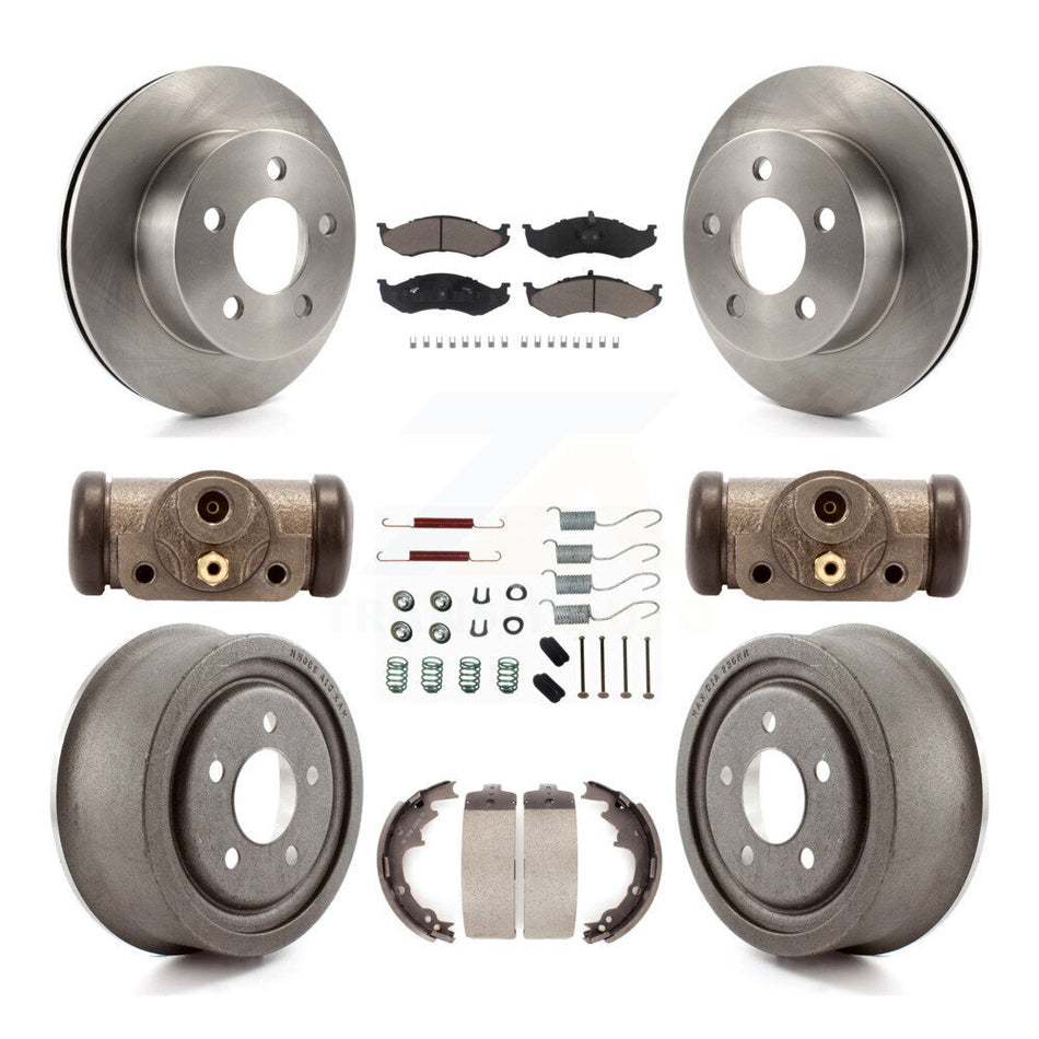Front Rear Disc Brake Rotors Ceramic Pads And Drum Kit (9Pc) For Jeep Wrangler TJ K8C-102891