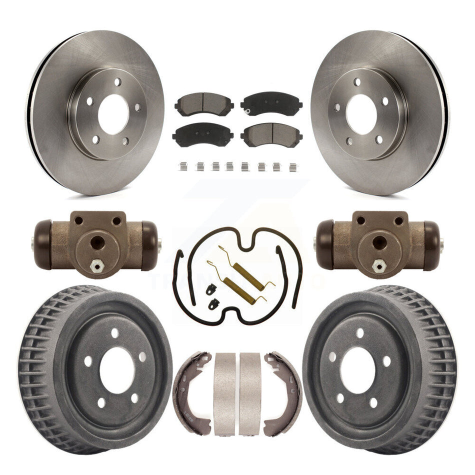 Front Rear Disc Brake Rotors Ceramic Pads And Drum Kit (9Pc) For 2002-2004 Chevrolet Venture Pontiac Montana Oldsmobile Silhouette K8C-102894