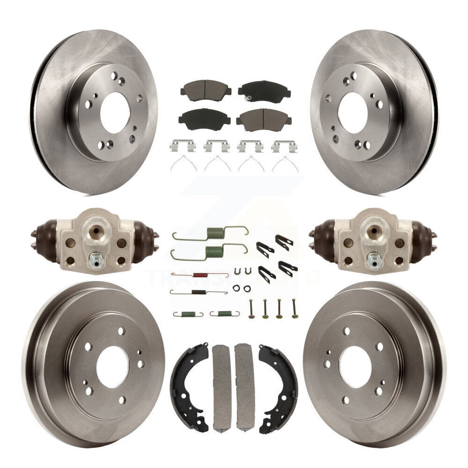 Front Rear Disc Brake Rotors Ceramic Pads And Drum Kit (9Pc) For Honda Civic K8C-102901
