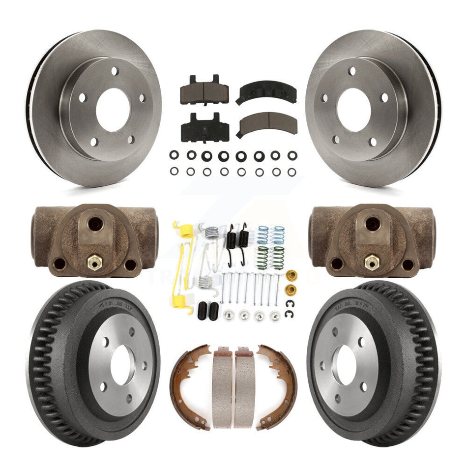 Front Rear Disc Brake Rotors Ceramic Pads And Drum Kit (9Pc) For 1994-1999 Dodge Ram 1500 4WD K8C-102902