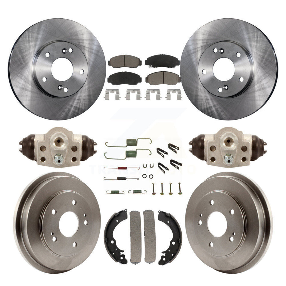 Front Rear Disc Brake Rotors Ceramic Pads And Drum Kit (9Pc) For Honda Civic GX K8C-102903