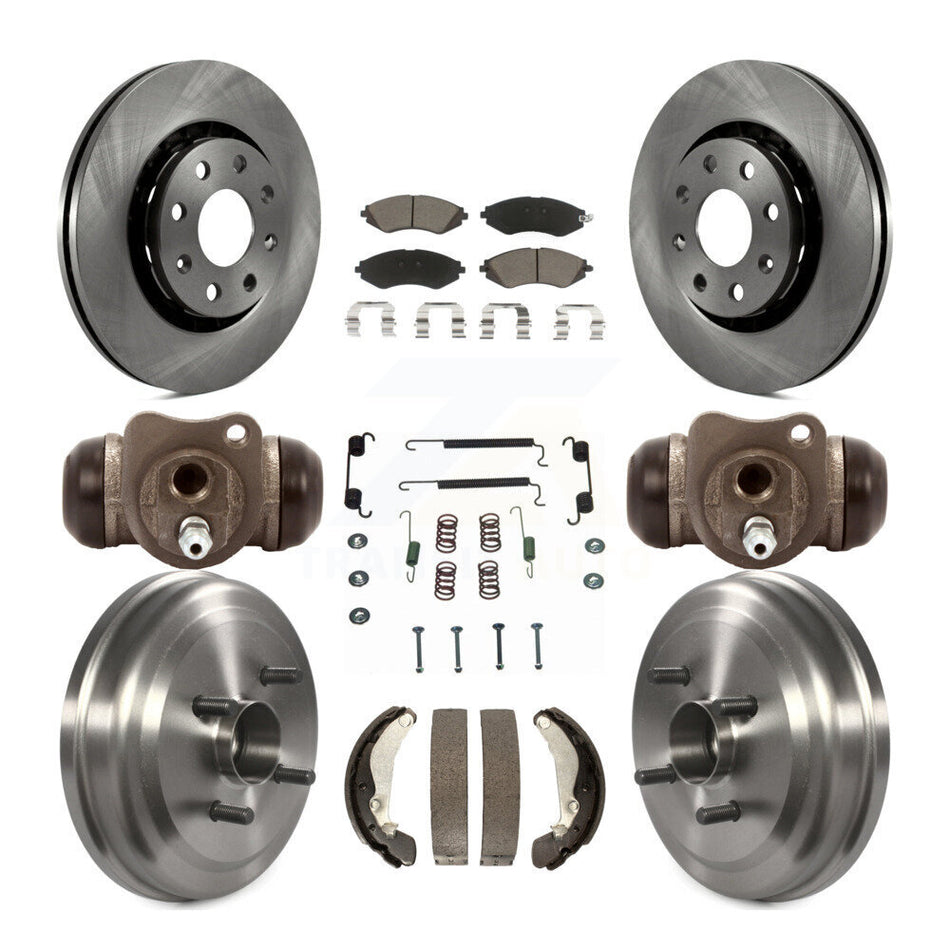Front Rear Disc Brake Rotors Ceramic Pads And Drum Kit (9Pc) For Chevrolet Aveo Aveo5 Pontiac G3 Wave Wave5 With Hub Assembly K8C-102916