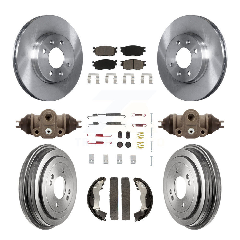 Front Rear Disc Brake Rotors Ceramic Pads And Drum Kit (9Pc) For Hyundai Accent Kia Rio Rio5 K8C-102922