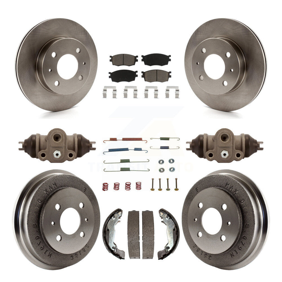 Front Rear Disc Brake Rotors Ceramic Pads And Drum Kit (9Pc) For 2006 Hyundai Accent Hatchback To 09 30 05 K8C-102924