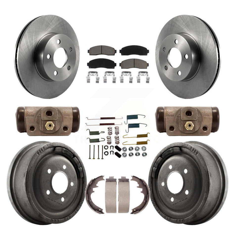 Front Rear Disc Brake Rotors Ceramic Pads And Drum Kit (9Pc) For Ford Ranger Mazda B4000 With 10" Diameter K8C-102927