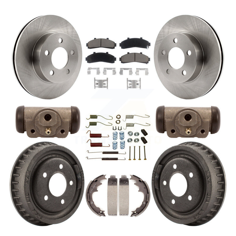Front Rear Disc Brake Rotors Ceramic Pads And Drum Kit (9Pc) For 2001-2002 Ford Ranger 4WD With 9" Diameter K8C-102945