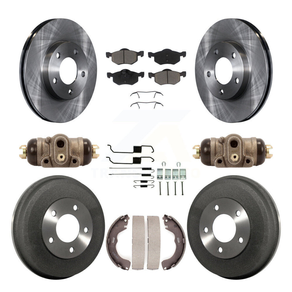 Front Rear Disc Brake Rotors Ceramic Pads And Drum Kit (9Pc) For Ford Escape Mazda Tribute Mercury Mariner K8C-102946