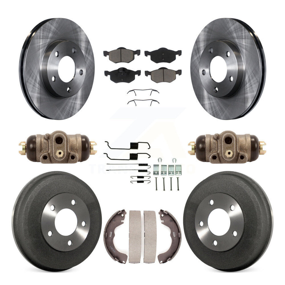 Front Rear Disc Brake Rotors Ceramic Pads And Drum Kit (9Pc) For Ford Escape Mazda Tribute Mercury Mariner K8C-102946