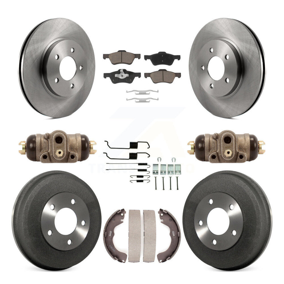 Front Rear Disc Brake Rotors Ceramic Pads And Drum Kit (9Pc) For Ford Escape Mercury Mariner K8C-102947