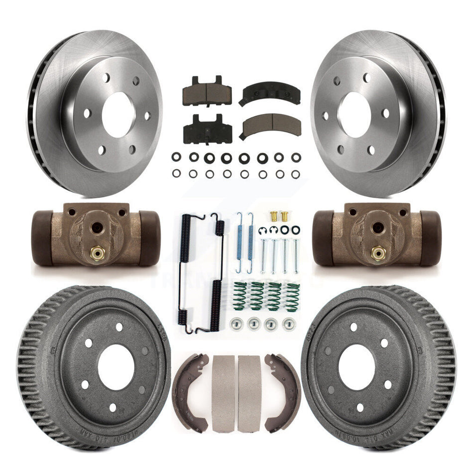 Front Rear Disc Brake Rotors Ceramic Pads And Drum Kit (9Pc) For 1992-1999 Chevrolet K1500 With 10" Diameter K8C-102954