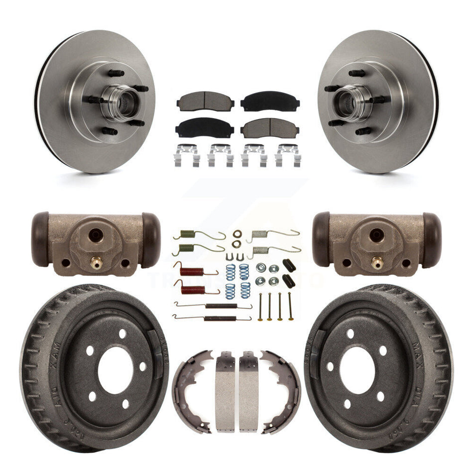 Front Rear Disc Brake Rotors Ceramic Pads And Drum Kit (9Pc) For 2006-2009 Ford Ranger RWD With 9" Diameter K8C-102964