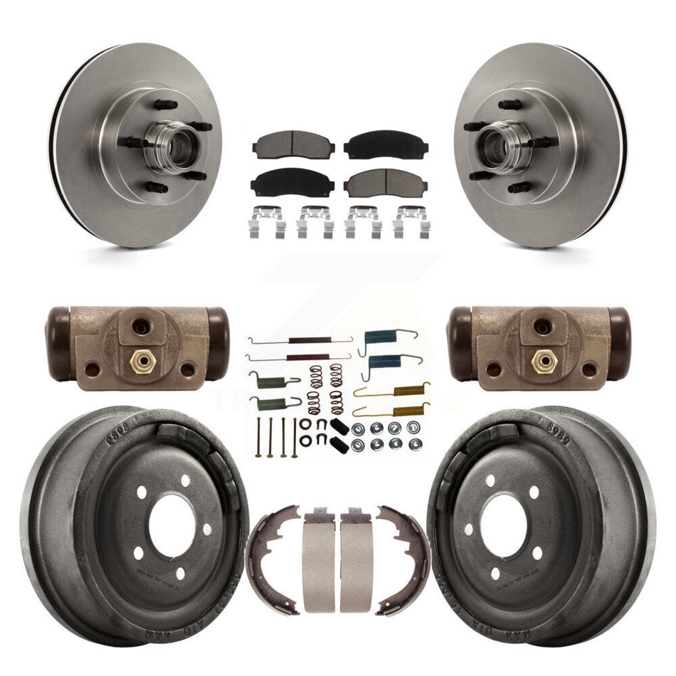 Front Rear Disc Brake Rotors Ceramic Pads And Drum Kit (9Pc) For 2006-2009 Ford Ranger RWD With 10" Diameter K8C-102965