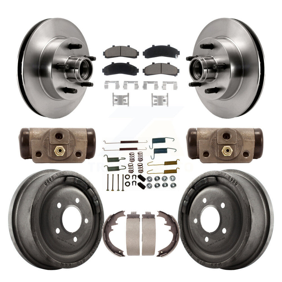 Front Rear Disc Brake Rotors Ceramic Pads And Drum Kit (9Pc) For Ford Ranger Mazda B2500 B3000 B4000 With 10" Diameter K8C-102968