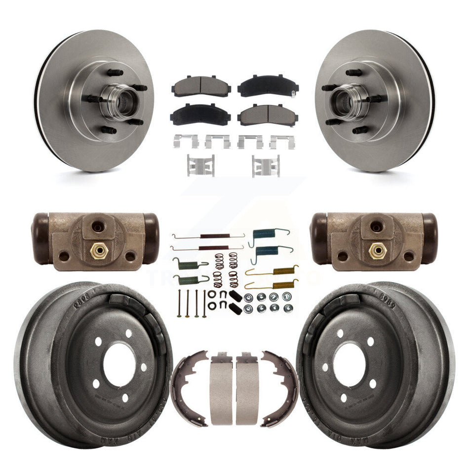Front Rear Disc Brake Rotors Ceramic Pads And Drum Kit (9Pc) For Ford Ranger With 10" Diameter K8C-102972