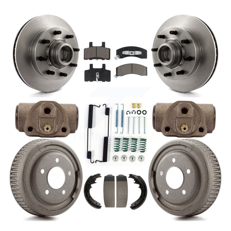 Front Rear Disc Brake Rotors Ceramic Pads And Drum Kit (9Pc) For 1997 Chevrolet C1500 Suburban DIESEL engine With 10" Diameter K8C-102977