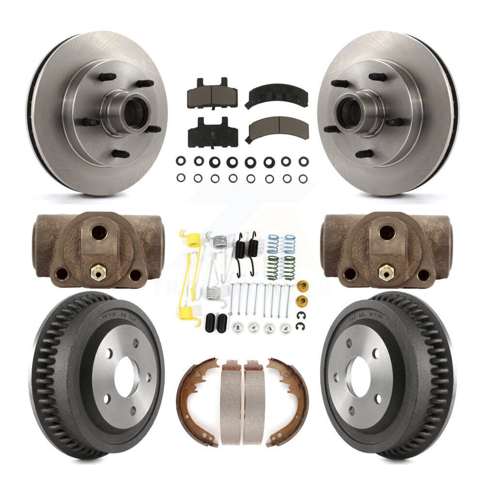 Front Rear Disc Brake Rotors Ceramic Pads And Drum Kit (9Pc) For 1994-1999 Dodge Ram 1500 RWD K8C-102978