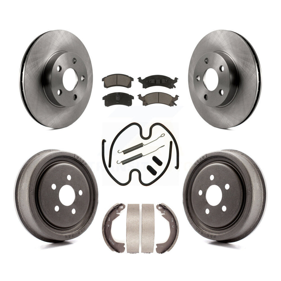 Front Rear Disc Brake Rotors Ceramic Pads And Drum Kit (7Pc) For 2003 Chevrolet Cavalier With 225mm x 45mm Size K8C-103059