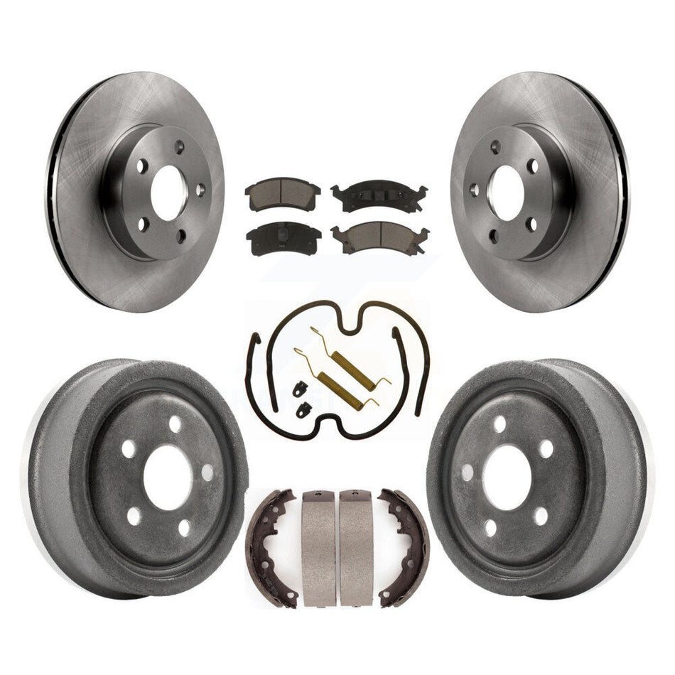 Front Rear Disc Brake Rotors Ceramic Pads And Drum Kit (7Pc) For 1996-1998 Pontiac Sunfire Except Vehicles Built USA Market K8C-103060
