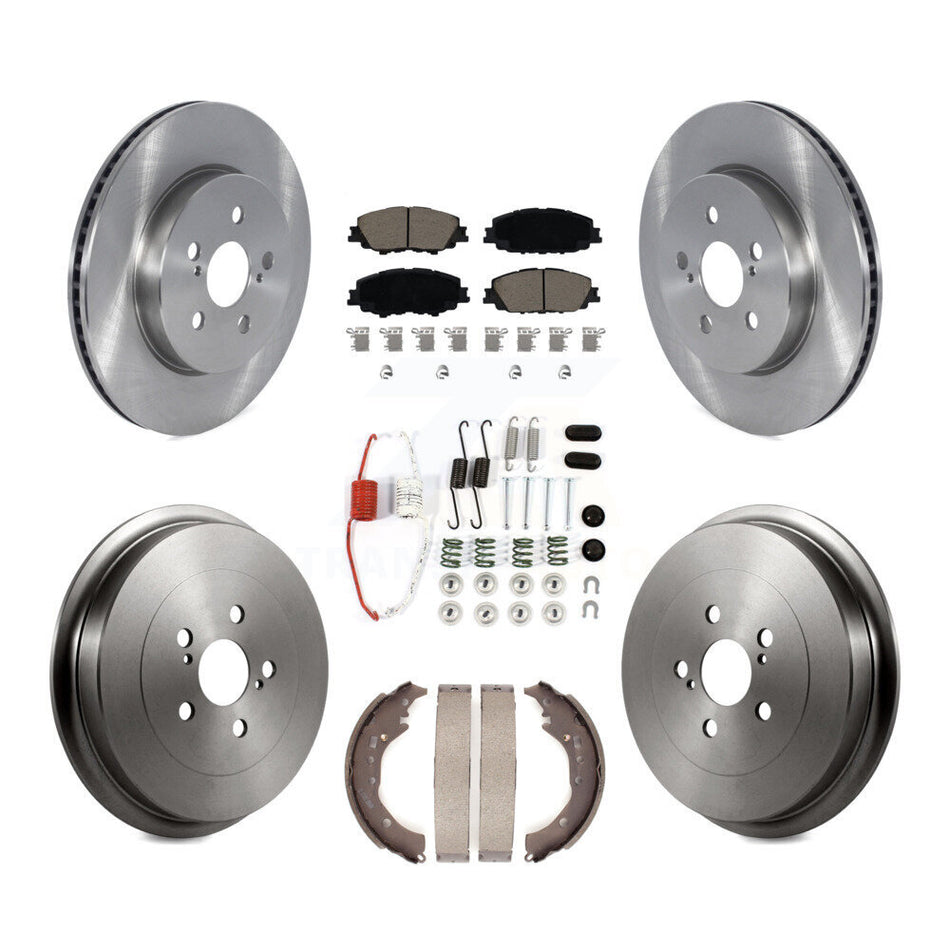 Front Rear Disc Brake Rotors Ceramic Pads And Drum Kit (7Pc) For 2019 Toyota Corolla 2.0L K8C-103145