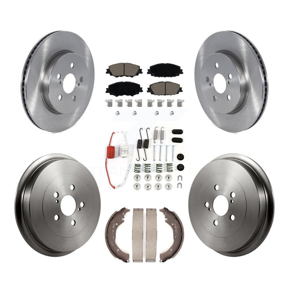 Front Rear Disc Brake Rotors Ceramic Pads And Drum Kit (7Pc) For 2019 Toyota Corolla 2.0L K8C-103145