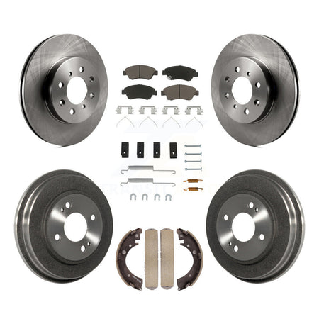 Front Rear Disc Brake Rotors Ceramic Pad Drum Kit (7Pc) For Honda Civic With 4 Lug Wheels K8C-103205