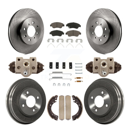 Front Rear Disc Brake Rotors Ceramic Pad Drum Kit (9Pc) For Honda Civic With 4 Lug Wheels K8C-103216