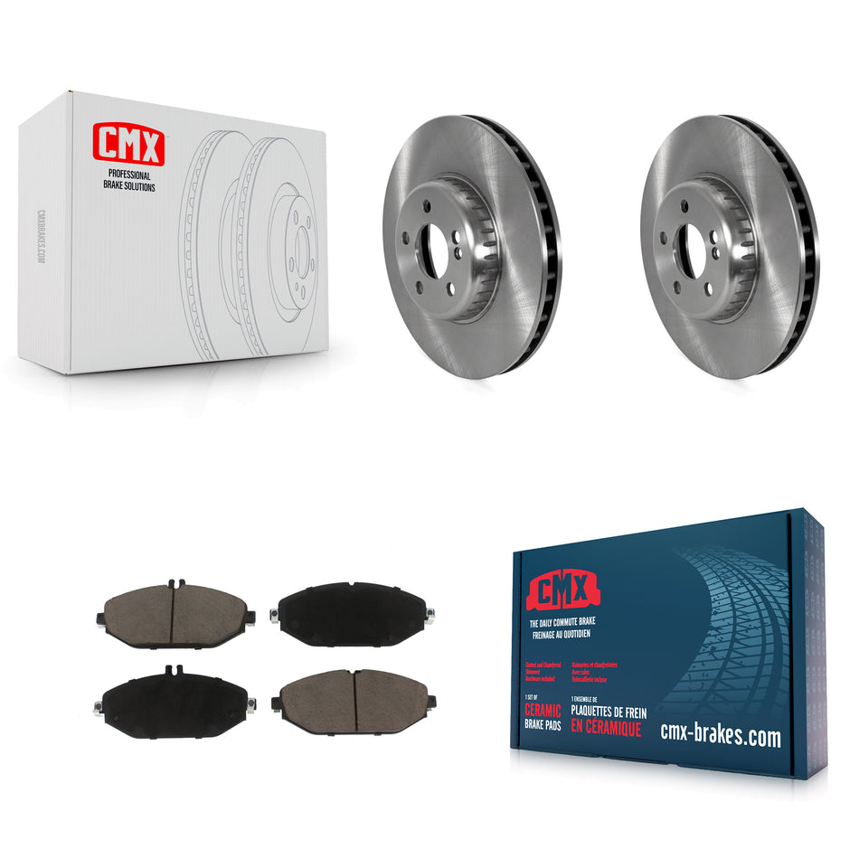 Front Brake Rotors Ceramic Pad Kit For 2015-2021 Mercedes-Benz C300 Without Sport Package K8C-103224