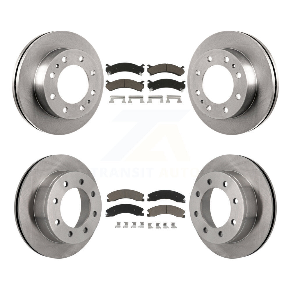 Front Rear Brake Rotors & Ceramic Pad Kit For Chevrolet Express 4500 3.20" Overall Height K8C-103237