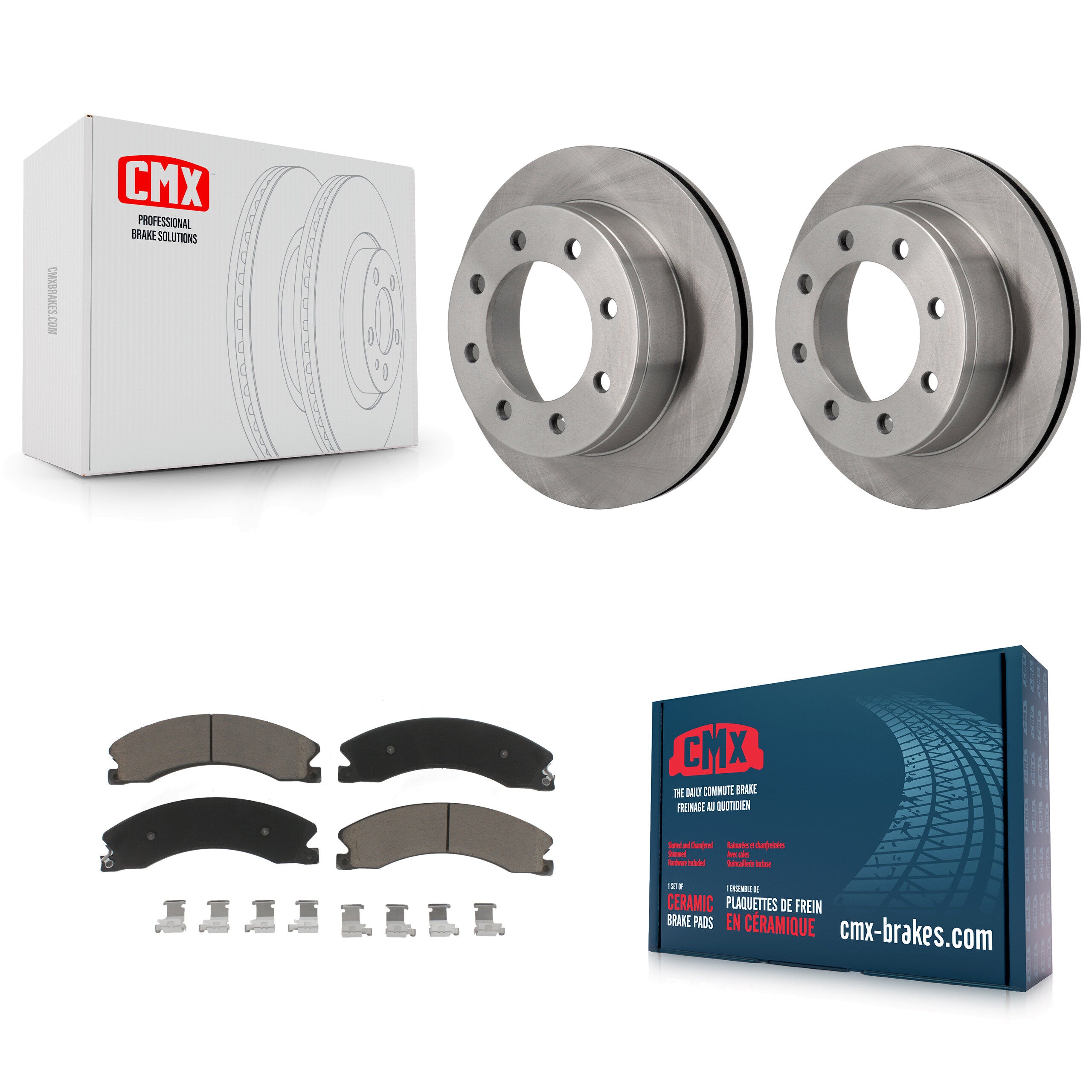 Rear Brake Rotors & Ceramic Pad Kit For 10-11 Chevrolet Express 4500 3.20" Overall Height K8C-103250