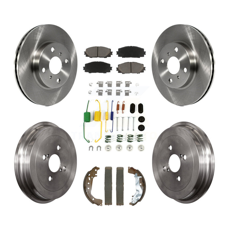 Front Rear Disc Brake Rotors Ceramic Pads And Drum Kit (7Pc) For Toyota Yaris K8C-103387