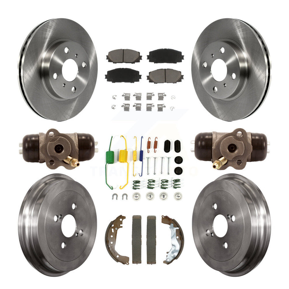 Front Rear Disc Brake Rotors Ceramic Pads And Drum Kit (9Pc) For Toyota Yaris K8C-103391