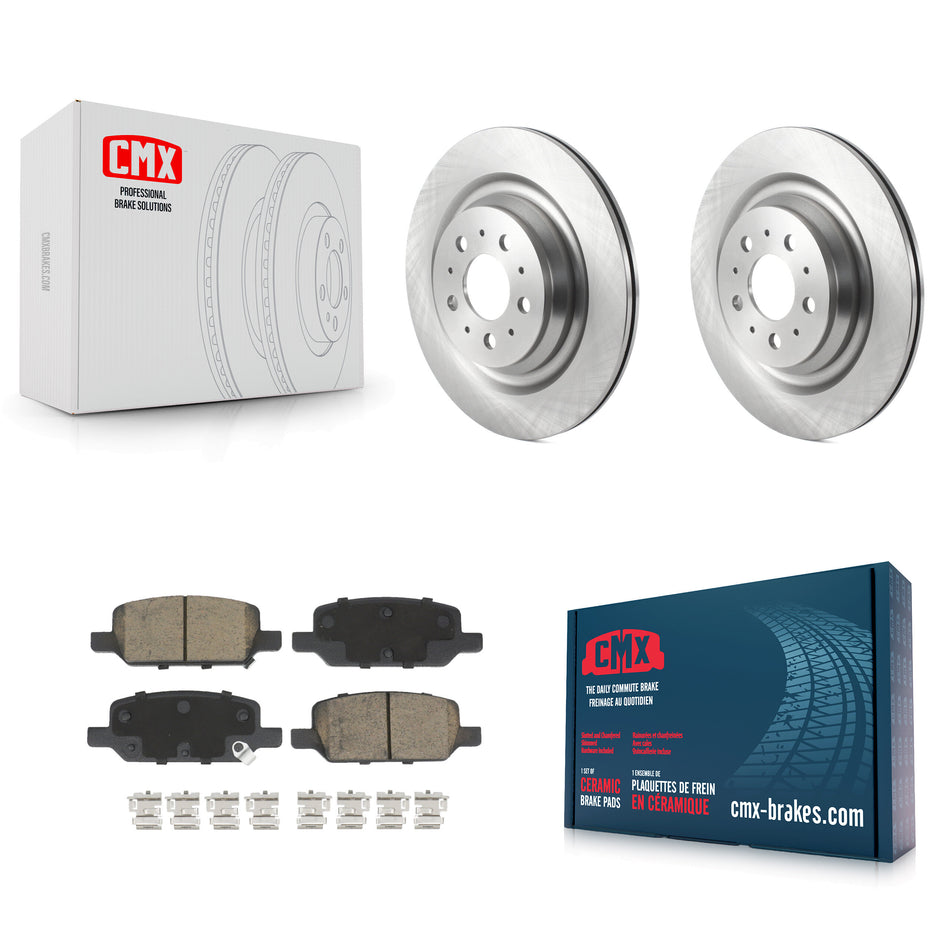 Rear Disc Brake Rotors & Ceramic Pad Kit For 2017-2022 Tesla 3 With Gray Painted Calipers K8C-103541