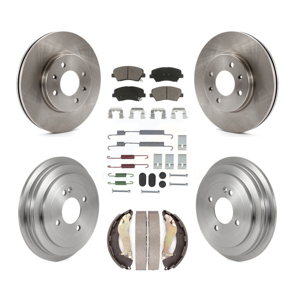 Front Rear Disc Brake Rotors Ceramic Pads And Drum Kit (7Pc) For 2012-2017 Hyundai Accent K8C-103571