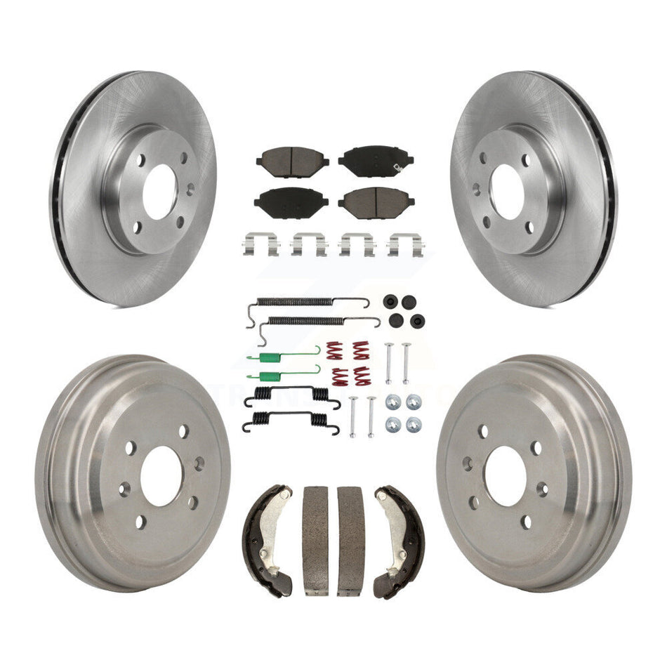 Front Rear Disc Brake Rotors Ceramic Pad And Drum Kit (7Pc) For 2016-2021 Chevrolet Spark K8C-103767