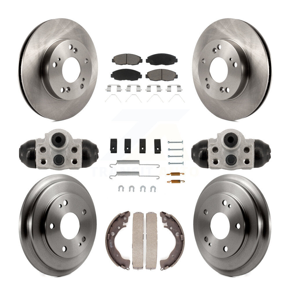 Front Rear Disc Brake Rotors Ceramic Pads And Drum Kit (9Pc) For Honda Civic K8C-103771