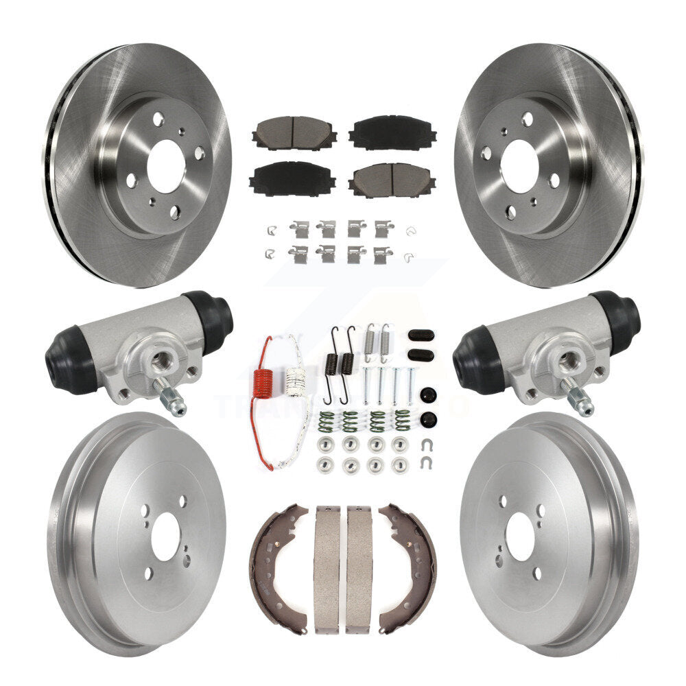Front Rear Disc Brake Rotors Ceramic Pads And Drum Kit (9Pc) For Toyota Prius C Scion iQ K8C-103774